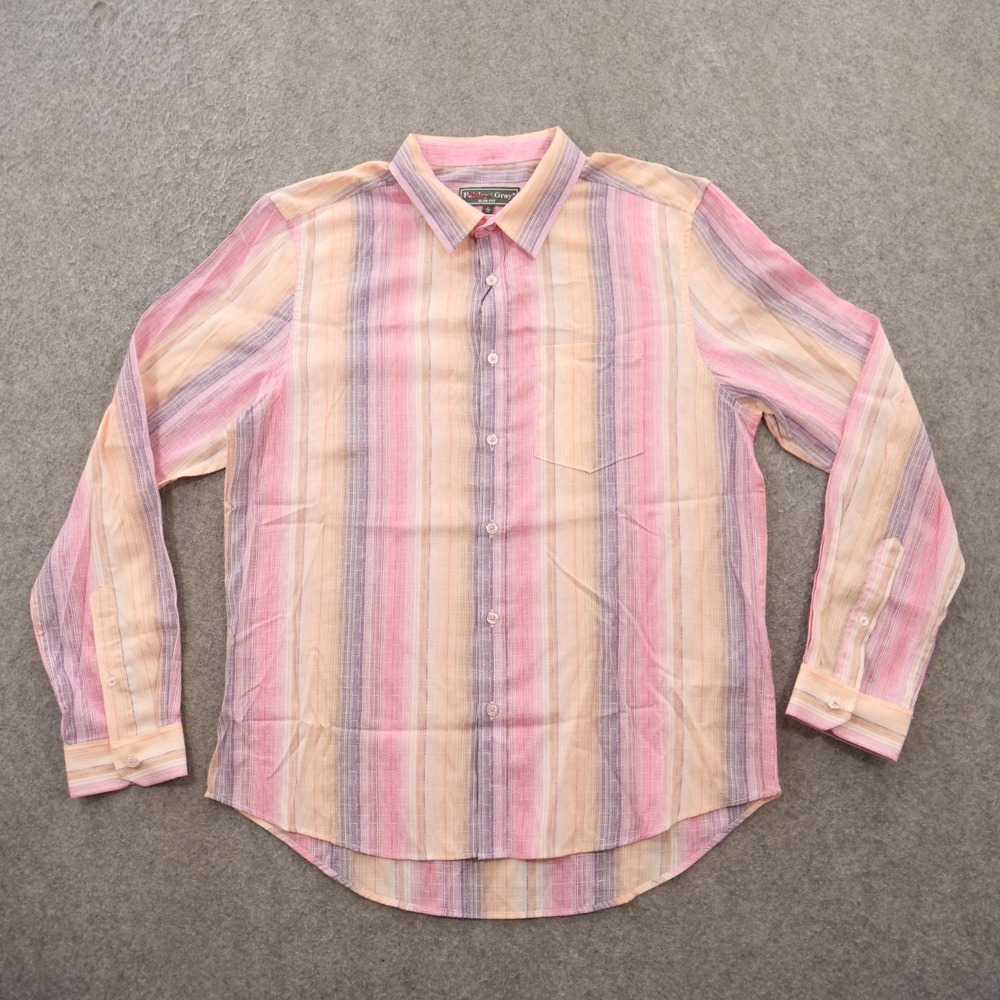 Paisley & Gray Shirt Mens Large Pink Button Up Striped Chambray New